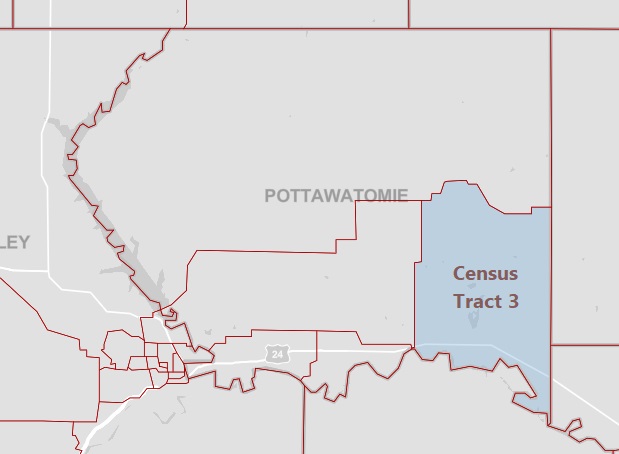 Map of the Pottawatomie County Census Tract 3