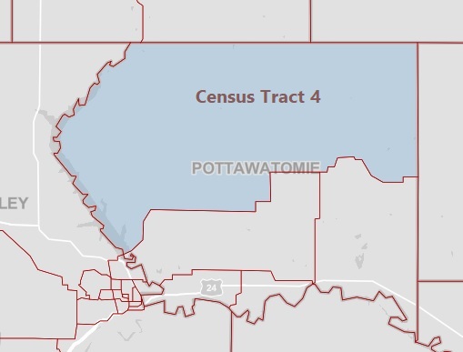 Map of the Pottawatomie County Census Tract 4.